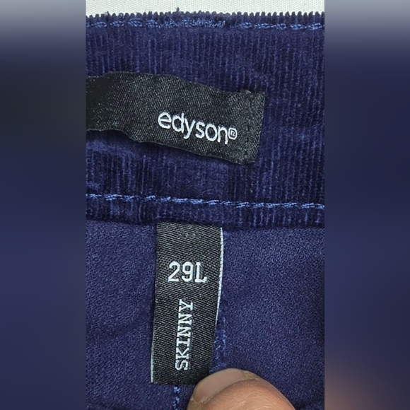 Edyson Hampton Skinny Cobalt Blue Velvet Mid-rise Women's Pants Size 29L - Picture 5 of 12